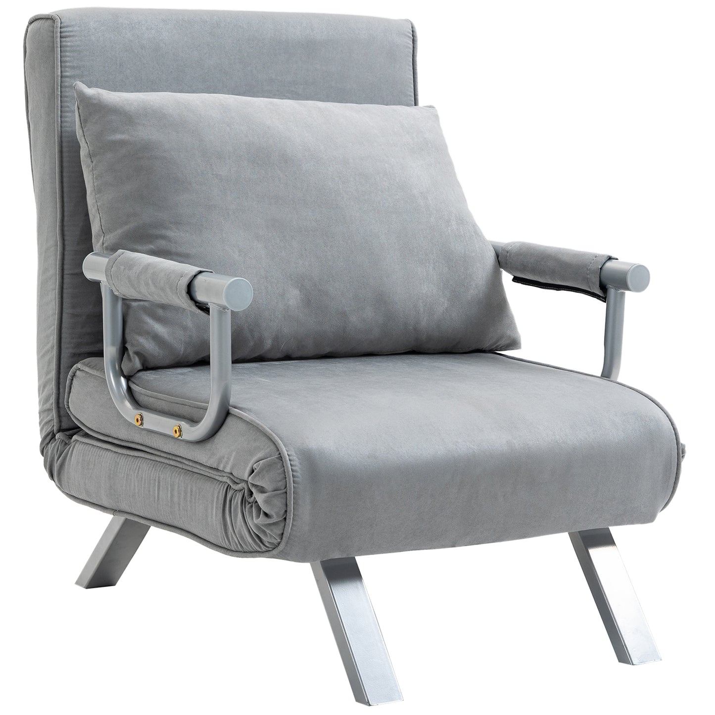 Yorito Suedette Grey Adjustable Back Futon Sofa Chair