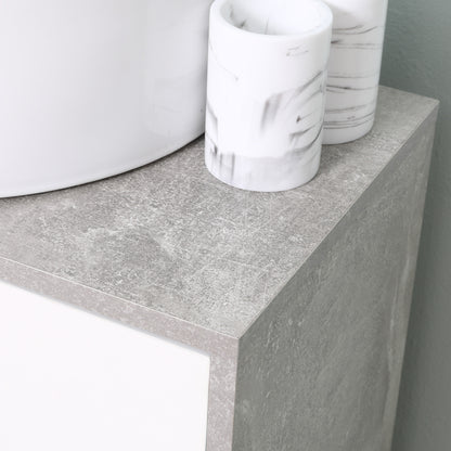 Lisa Keco Under Sink Vanity Storage Cabinet With Adjustable Shelves In White And Grey