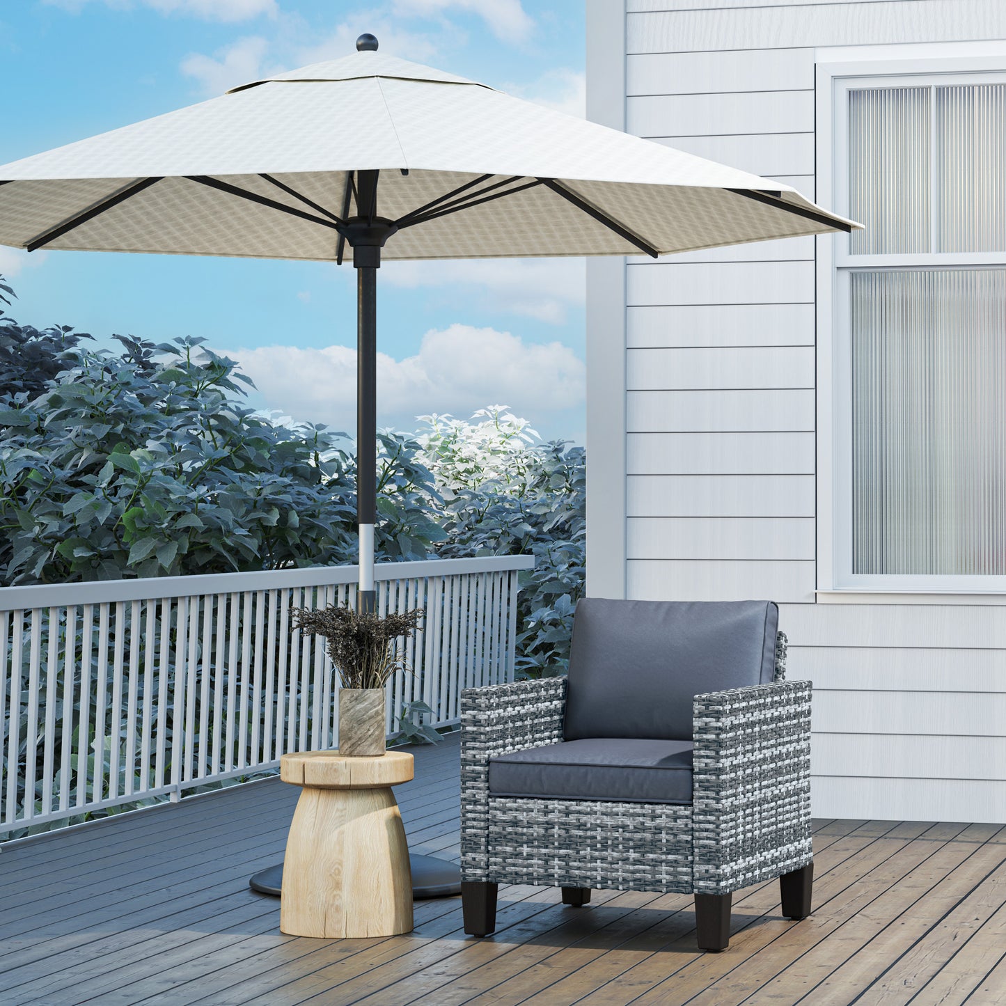 Resa Rattan Grey Single Outdoor Armchair With Cushion