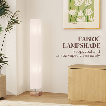 Talini Pine Wood And Fabric Natural Standing Floor Lamp With Linen Shade 120cm