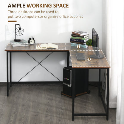 Yota 150cm Wooden Rustic Brown L Shaped Gaming Desk