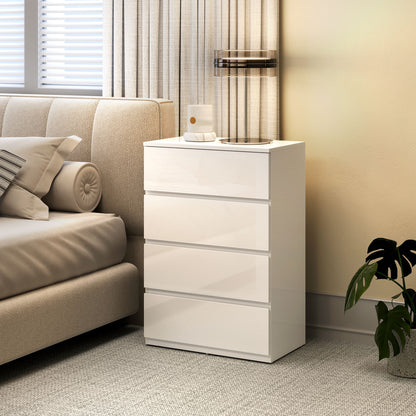 Elel High Gloss White 4 Drawer Modern Storage Chest