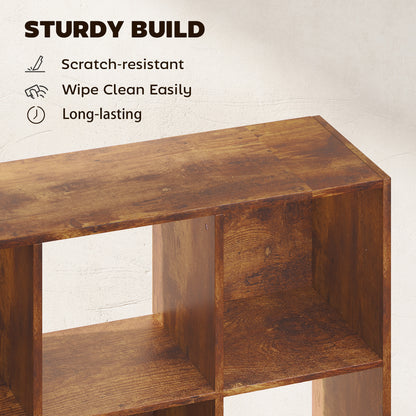 Mamomo Faha Wood Rustic Brown 3 Tier 9 Cube Storage Bookcase