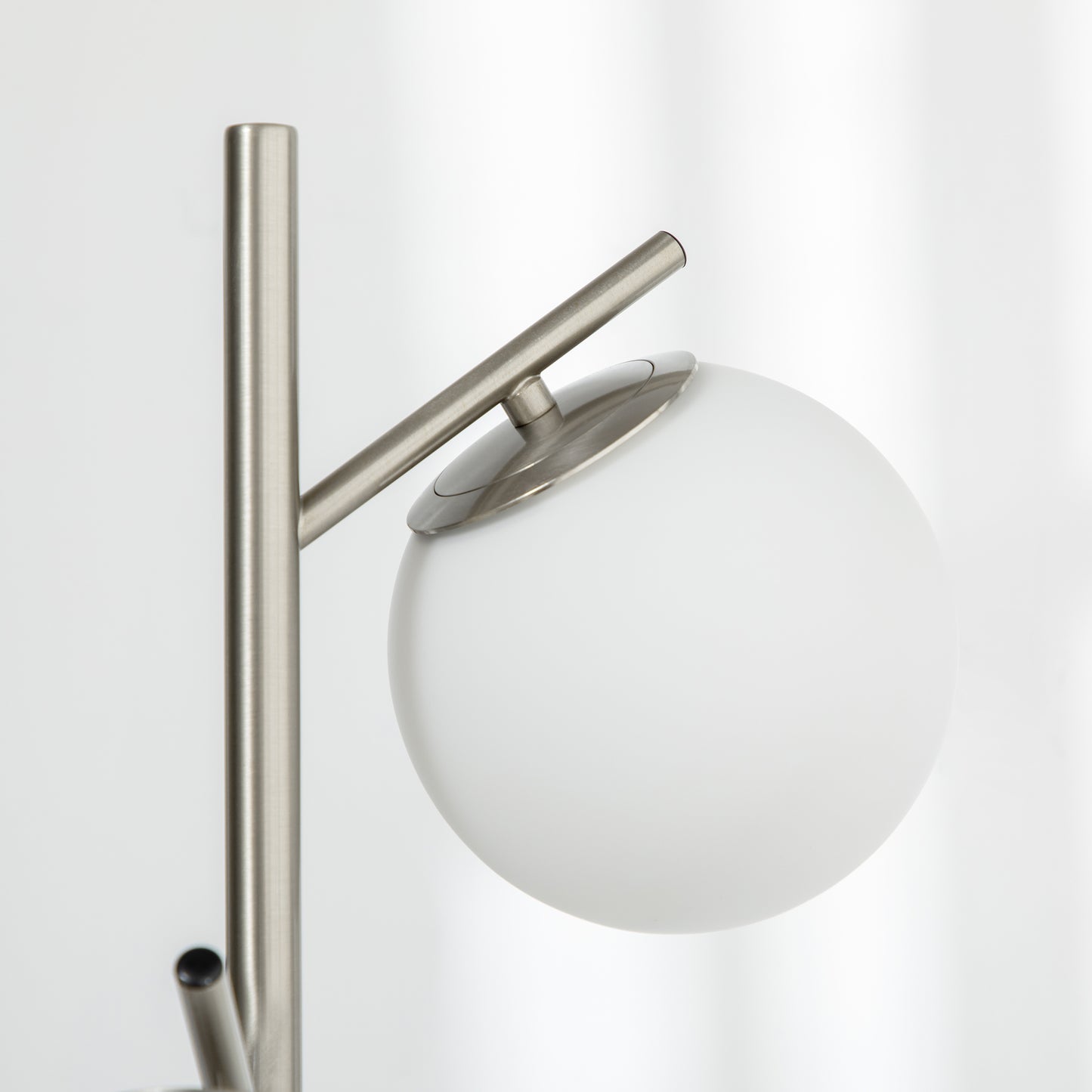 Moretta Metal Silver 3 Light Tree Floor Lamp With Globe Shades And Steel Base