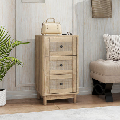 Milu Wood Oak Finish 3 Drawer Compact Storage Chest 40 cm Wide
