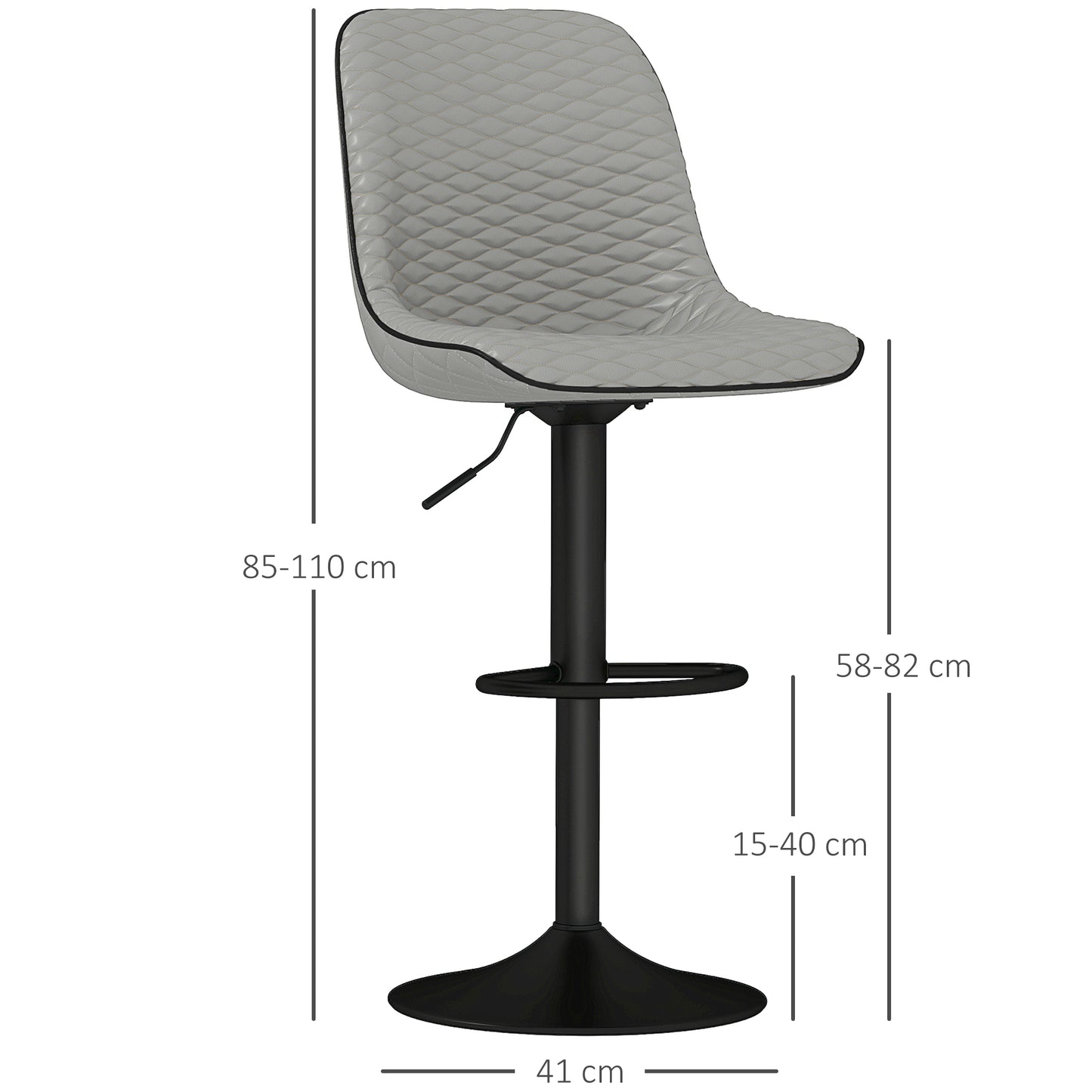 Sota Faux Leather Grey Bar Stools Set Of 2 With Padded Seats