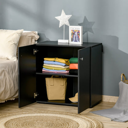 Cosofi Black Wood Freestanding Storage Cabinet 2 Doors 2 Shelves