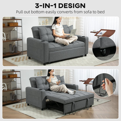 Rireel Diha Dark Grey Upholstered 2 Seater Pull Out Sofa Bed