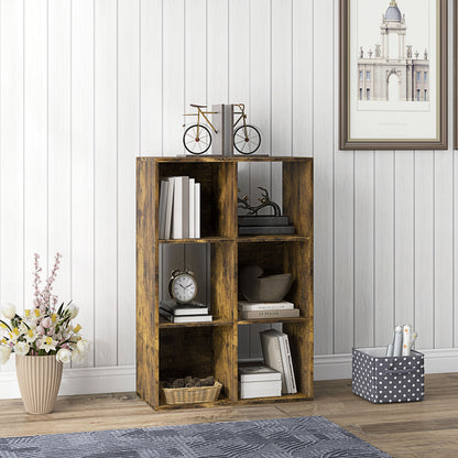 Mike Wood Rustic Brown 6 Cube Storage Bookcase