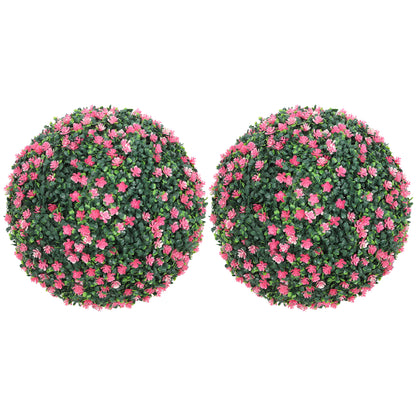 Notolu Kano Set Of 2 Artificial Boxwood Ball Plants In Pink Finish