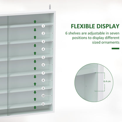 Bazizi Kedi Wood And Glass White 6 Tier Display Cabinet With Glass Doors