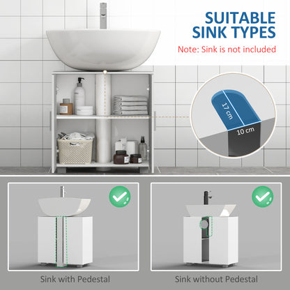 Zilusa White Fauxdestal Sink Vanity Cabinet With Double Doors And Adjustable Shelves
