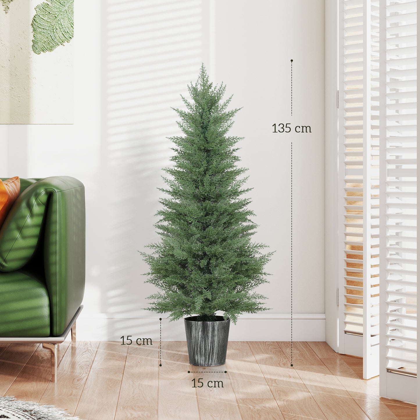 Reno Set Of 2 Artificial Cypress Style Trees With Decorative Pots For Indoor And Outdoor Use
