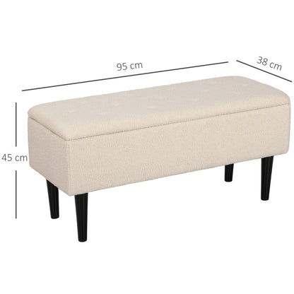 Nevano Boucle Cream Storage Ottoman Teddy Fleece