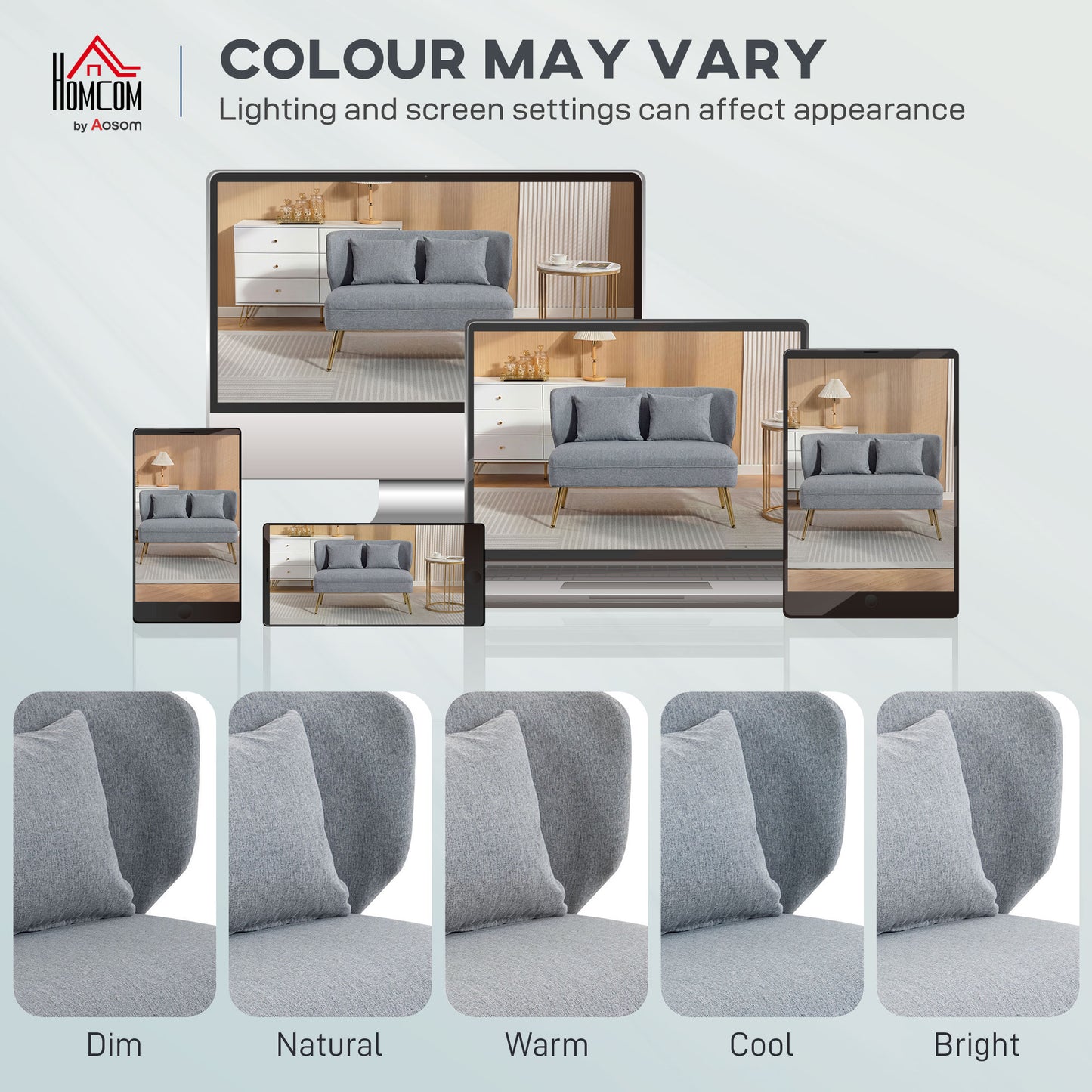 Rohaco Linen Effect Light Grey 2 Seater Sofa With Wingback Design And Metal Legs