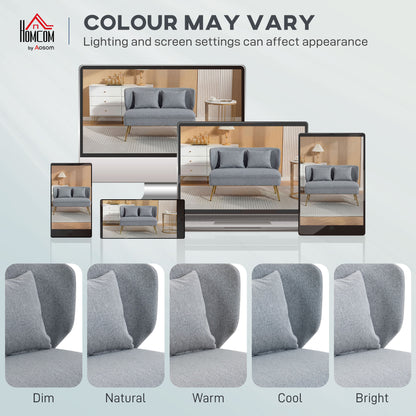 Rohaco Linen Effect Light Grey 2 Seater Sofa With Wingback Design And Metal Legs