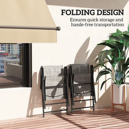 Maleli Set Of 2 Metal Black And Grey Folding Outdoor Chairs