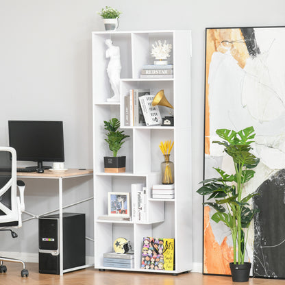 Lolesa Rovi Wood White Tall 8 Cube Bookcase Room Divider With Freestanding Shelving 70 x 24 x 178 cm