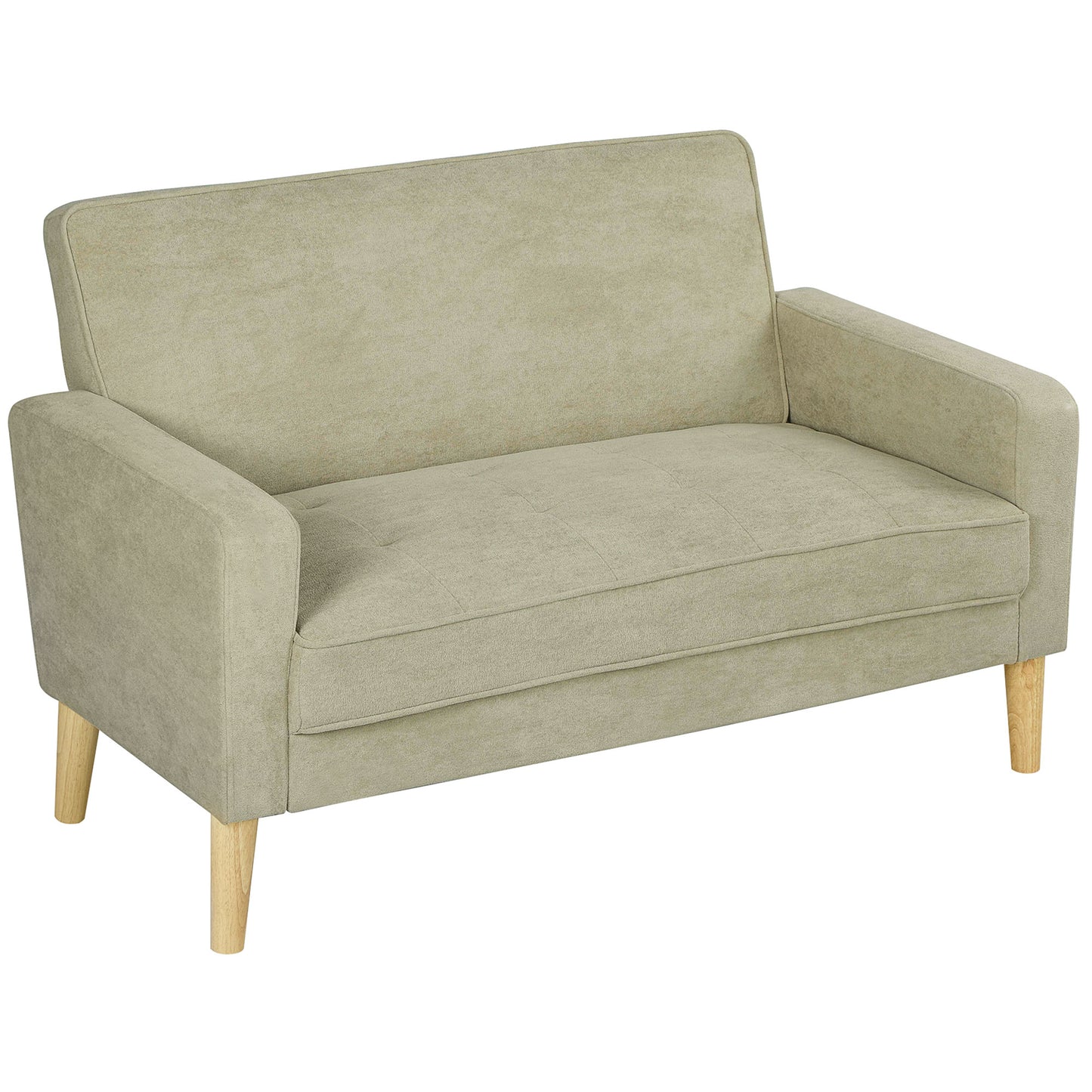 Vikava Beige Velvet Upholstered 2 Seater Sofa Natural Wooden Legs