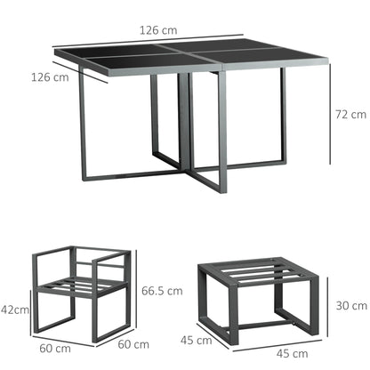 Moyoha Aluminium Grey 9 Piece Space Saving Garden Cube Dining Set With Cushions