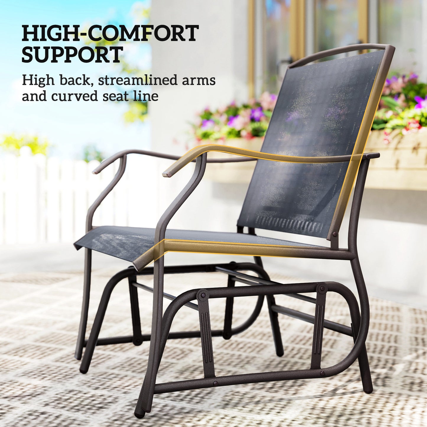 Banafa Outdoor Glider Rocking Bistro Set With 2 Chairs And Matching Table Grey