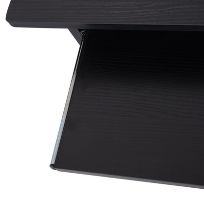 Moke 80cm Wooden Black Compact Corner Desk With Keyboard Tray And Storage Shelves