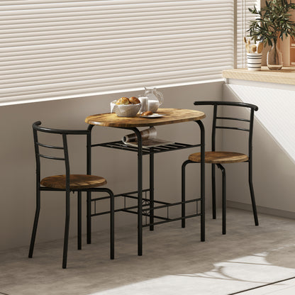 Vespa Rustic Brown Compact 3 Piece Dining Table And Chair Set