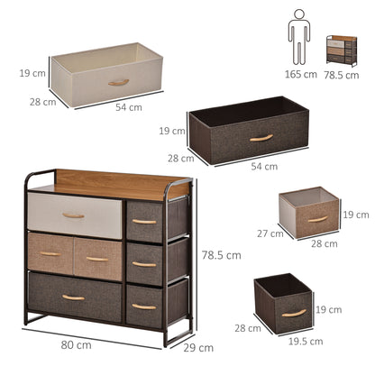 Latave Fabric And Metal Multicolour 7 Drawer Foldable Storage Chest