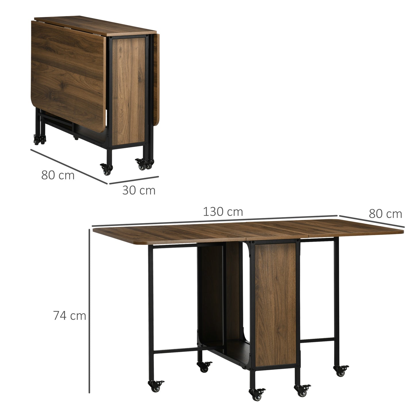 Suzito Wooden Brown And Black Drop Leaf Dining Table Seating 6
