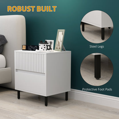 Cove White 2 Drawer Bedside Table 2 Drawers Line Detail