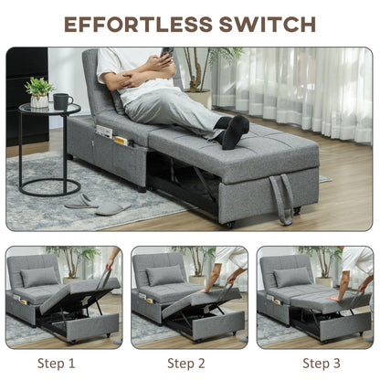 Nidi Kaha Fabric Dark Grey 4 In One Convertible Single Sleeper Chair