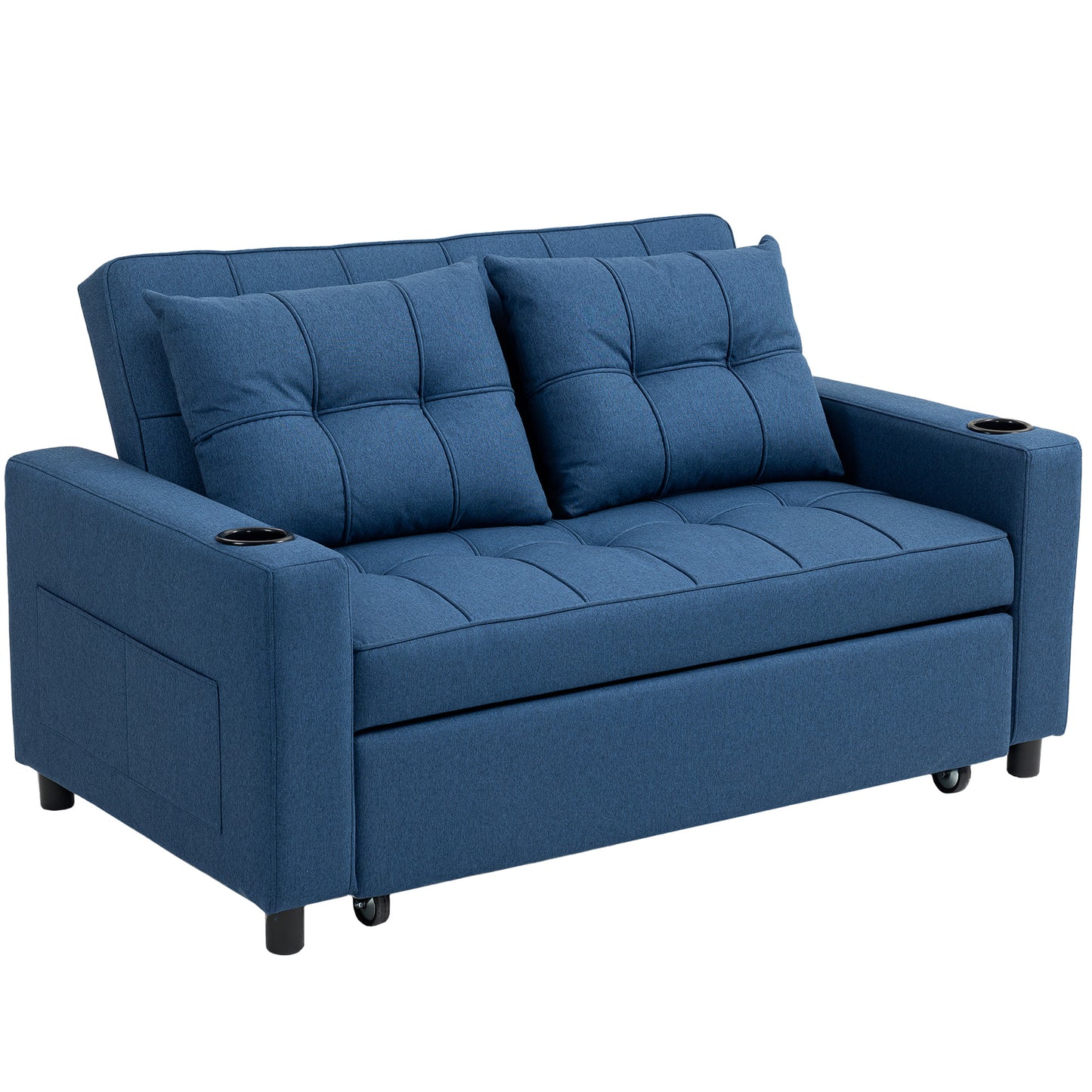 Mizifi Fabric Dark Blue 2 Seater Pull Out Sofa Bed