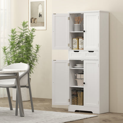 Lucola Tall Freestanding Bathroom Storage Cabinet In White
