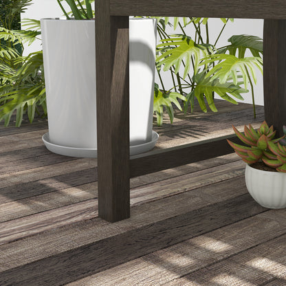 Lilu Metal Brown 2 Seater Outdoor Garden Bench With Slatted Frame