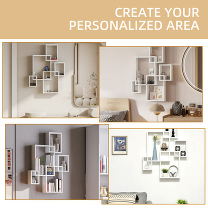 Como Wood White Wall Mounted Interlocking Cube Display Shelves