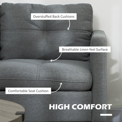 Malala Minimalist Grey Upholstered 2 Seater Sofa With Steel Legs