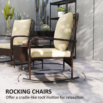 Fino Rattan Brown 3 Piece Rocking Bistro Set