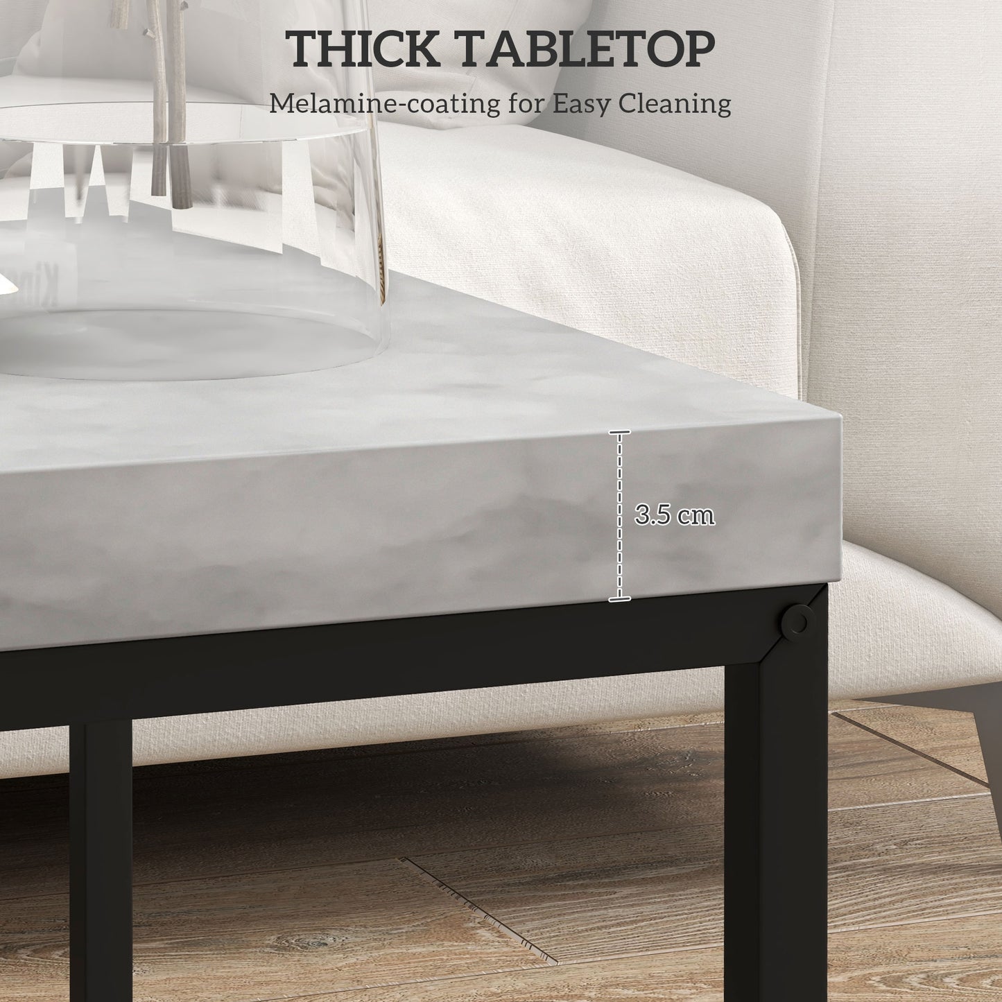 Keco Wooden Grey Set Of 2 Nesting Coffee Tables With Thick Tabletops