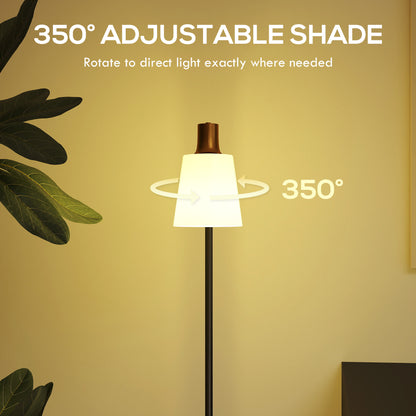 Copa Metal Black Adjustable Floor Lamp With Rotating Head And Multi Colour TemFauxrature Lighting