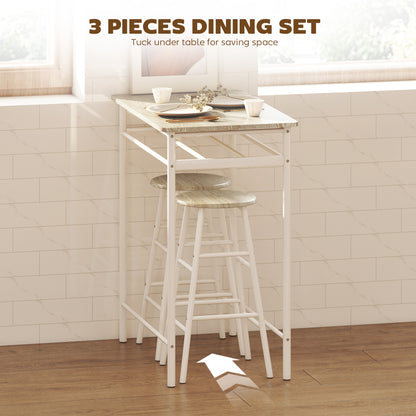 Fira Rodo Metal And Wooden White And Oak Breakfast Bar Table And Stool Set With Storage