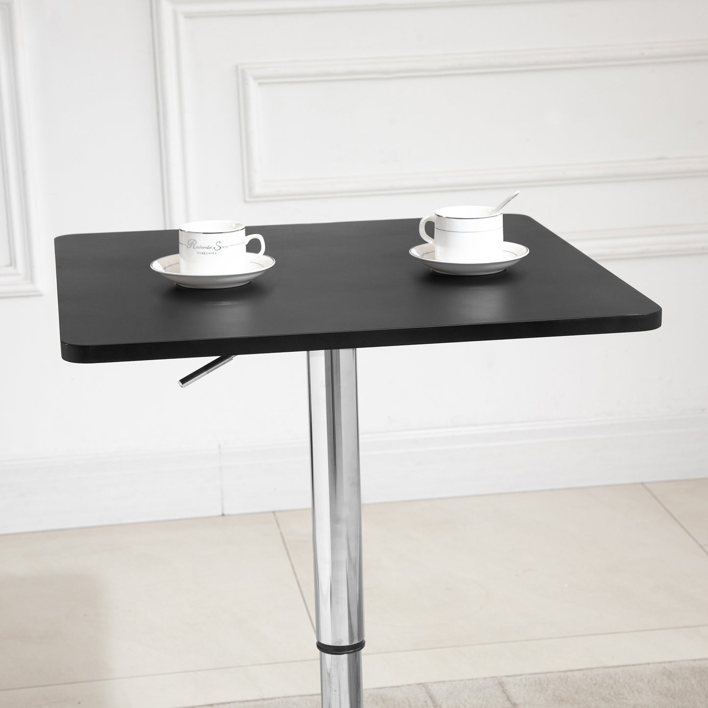 Eltani Metal And Wooden Black And Silver H8 Adjustable Swivel Bar Table