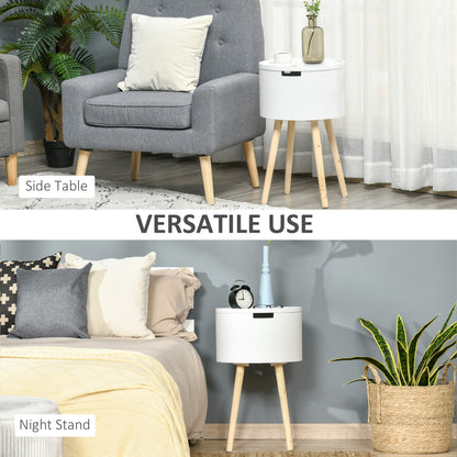 Seka Wood White Set Of 2 Round Bedside Tables With Storage