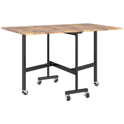 Maro Wooden Brown Wood Effect Drop Leaf Dining Table With Wheels Seating 6
