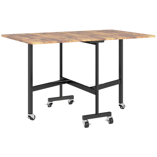 Maro Wooden Brown Wood Effect Drop Leaf Dining Table With Wheels Seating 6