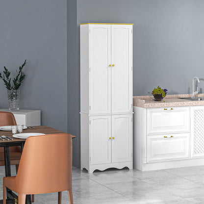 Banodo 183cm Wooden White 4 Door Freestanding Kitchen Cabinet 4 Shelves