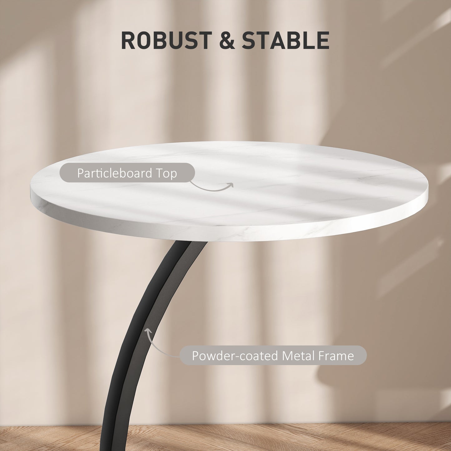 Dimo Round C Shaped Side Table With Marble Effect Top