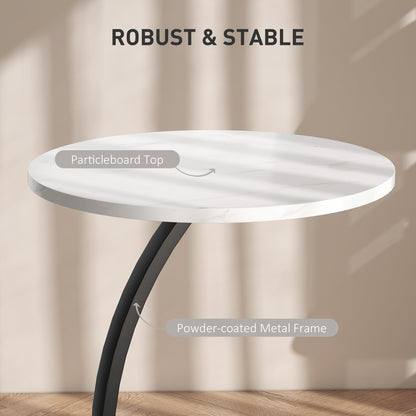 Dimo Round C Shaped Side Table With Marble Effect Top