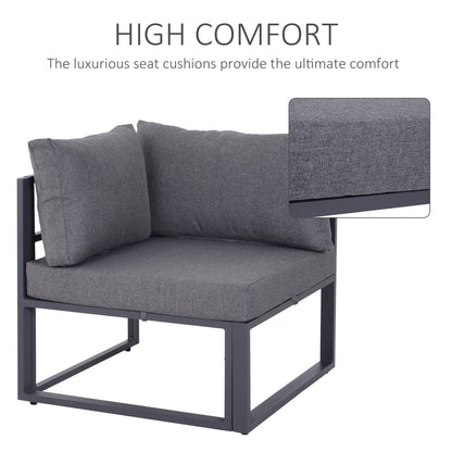 Dokase 5 Seater Grey Outdoor Corner Sofa Set with Coffee Table and Chair Aluminium Framae