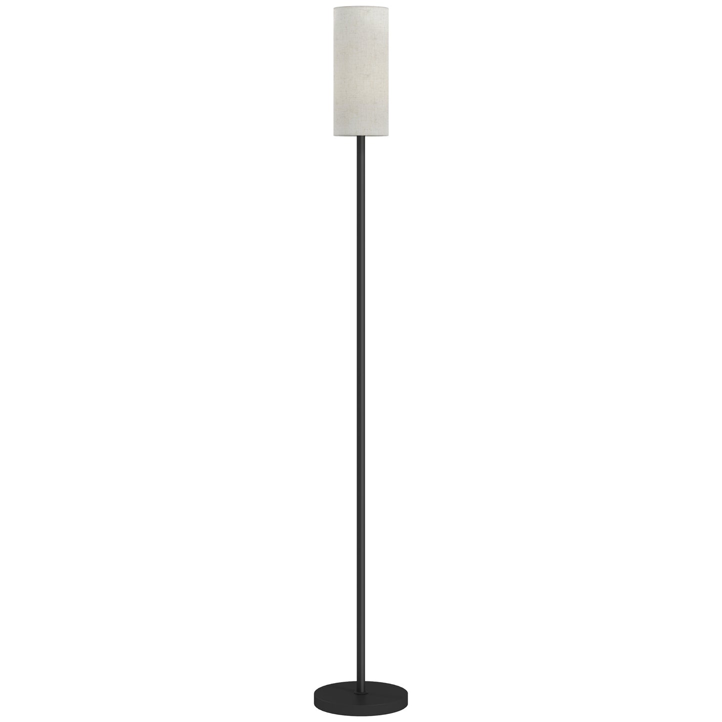 Pavi  Metal And Fabric White Minimalist Floor Lamp With Linen Shade And Foot Switch
