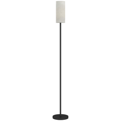 Pavi  Metal And Fabric White Minimalist Floor Lamp With Linen Shade And Foot Switch